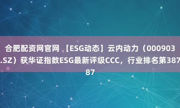 合肥配资网官网 【ESG动态】云内动力（000903.SZ）获华证指数ESG最新评级CCC，行业排名第387