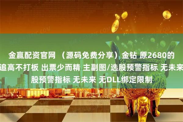 金赢配资官网 （源码免费分享）金钻 原2680的【九哥六剑】不追高不打板 出票少而精 主副图/选股预警指标 无未来 无DLL绑定限制